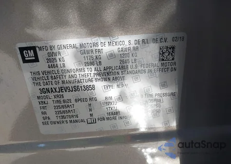 2018 Chevrolet Equinox Lt z USA, uszkodzony, nr VIN 3GNAXJEV9JS613858